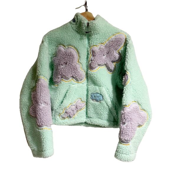 Nike Jacket Womens Mint Foam Size XS Project Uphoria Sherpa Fleece Floral Clouds - Picture 1 of 7